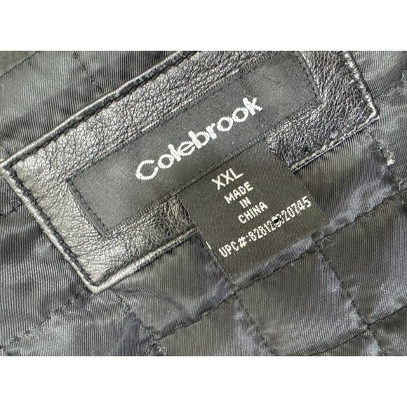 Colebrook Leather Bomber Jacket Mens 2XL XXL Black Full Zip Quilted Liner - Picture 3 of 9
